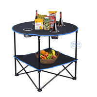 Table de camping pliable en tissu pour pique-niques et barbecues avec porte-gobelets