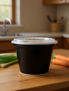 Ciotola per Noodle Nera e Bianca da 64oz con Coperchio, Contenitore Impilabile per Conservazione Alimenti in Cucina - Product Image 2