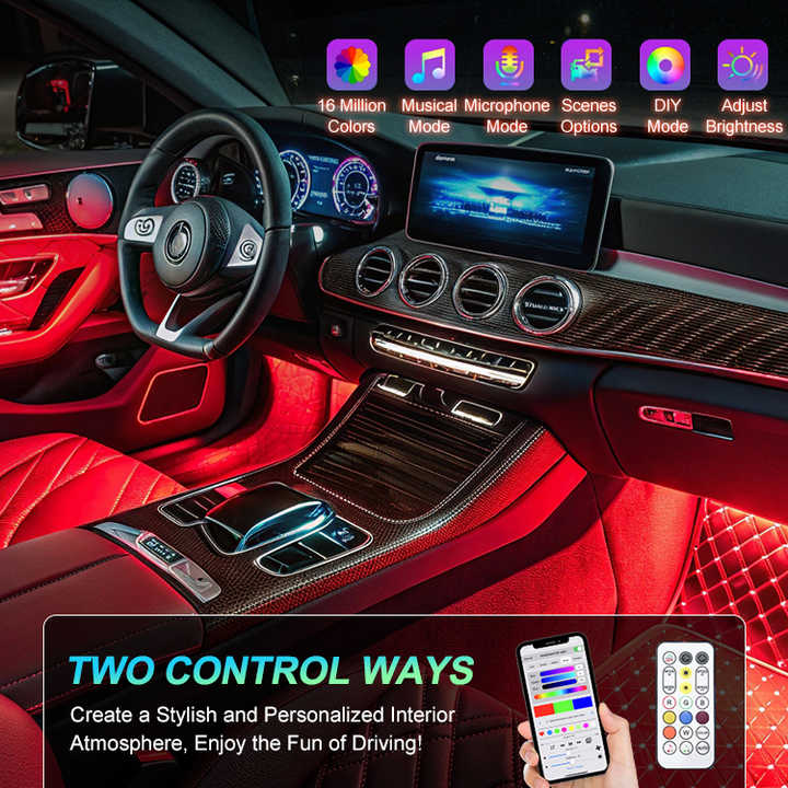 thumbnail interactive-video image 1 of Zerodeko 4pcs Led Car Interior Lights Led Light Panel 1 of 10