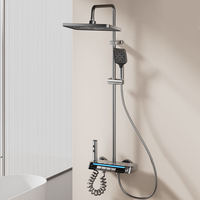 ZEPENG Ensemble de douche en aluminium avec écran numérique, design nouveau, avec éclairage LED et pomme de douche pluie