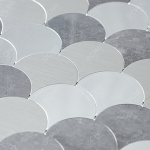 Fish Scale Metallic Silver Color <b>Mirror</b> Surface Peel and Stick Aluminium Mosaic Wall Tiles - Product Image 4