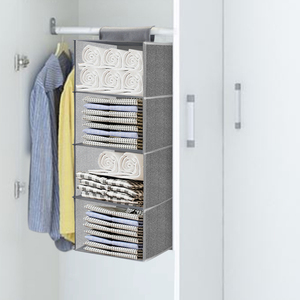 Organisateur de <span class=keywords><strong>placard</strong></span> suspendu en tissu à double rangement avec 4 étagères pour vêtements - Product Image 5