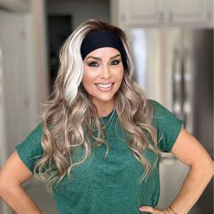 Pelucas sintéticas con diadema, largas, rizadas, onduladas, color marrón ombré, rubio ceniza, media peluca para mujer, para uso diario, cosplay, fiestas, peluca de fibra - Product Image 1