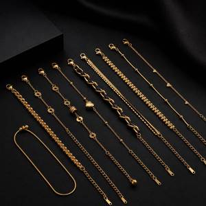 ขายส่งเครื่องประดับสแตนเลส ชุบทอง 18K สร้อยข้อมือสแตนเลสลายกระดูกงู สำหรับผู้หญิง - Product Image 5