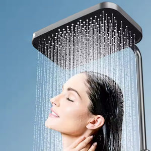 Ensemble <span class=keywords><strong>de</strong></span> <span class=keywords><strong>douche</strong></span> double carré <span class=keywords><strong>de</strong></span> qualité supérieure <span class=keywords><strong>pommeau</strong></span> <span class=keywords><strong>de</strong></span> <span class=keywords><strong>douche</strong></span> pluie avancé en laiton poli vanne en céramique Pause pulvérisateur à main Flexible doux - Product Image 2