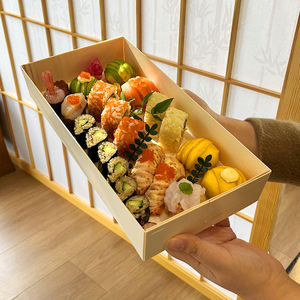 Boîte à snacks gâteau Donuts avec petite boîte carrée boîte de récipient en bois amande - Product Image 6