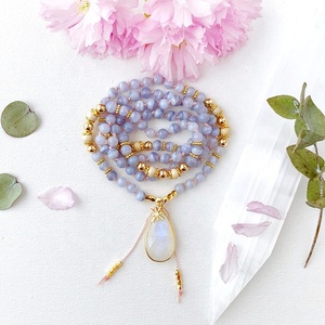 Usine en gros à la main en dentelle bleue naturelle agate pierre perles populaire collier cristal gemme pierre chaîne femmes bijoux - Product Image 3