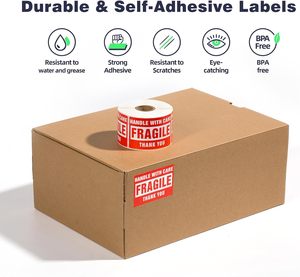Etichette Fragile 3 x 2 Pollici con Manico, 500 Adesivi Fragili <span class=keywords><strong>per</strong></span> Spedizioni e Traslochi, Adesivo Permanente di Grado Commerciale <span class=keywords><strong>per</strong></span> Vetro - Product Image 5