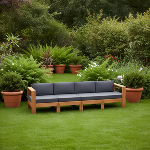 Sofá de Jardín de Madera de Acacia Gris Oscuro, Tres Plazas, Muebles de Exterior Impermeables, Diseño Contemporáneo - Product Image 2