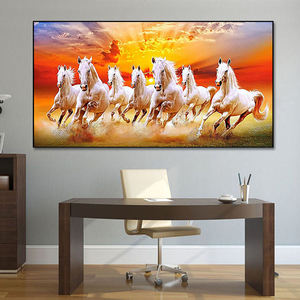 Quadro su Tela Senza Cornice con 7 Cavalli in Corsa, Stampa Digitale di Diamante per Decorazione Casa e Soggiorno - Product Image 1
