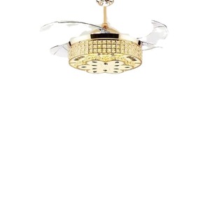 Ventilateur de plafond intérieur de style américain moderne, en cristal, faible consommation d'énergie, DC 4, 3 pales, lumière LED 3 couleurs, variateur d'intensité, télécommande - Product Image 2
