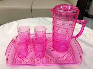 Giá rẻ <span class=keywords><strong>New</strong></span> nước ấm đun nước nhựa nước lạnh một Jug với 4 ly trà chậu <span class=keywords><strong>Pitcher</strong></span> Bộ với khay - Product Image 5