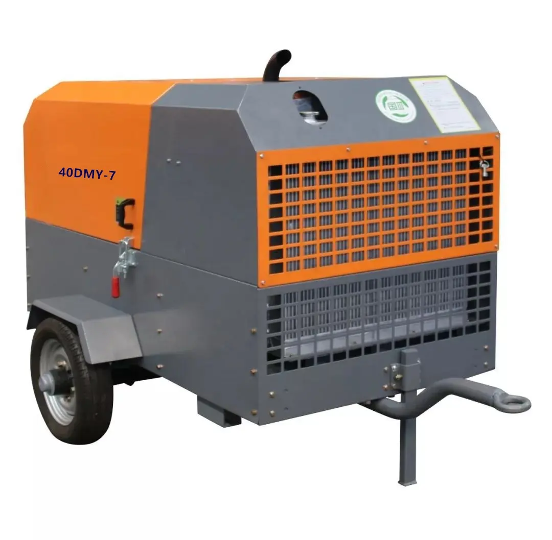 1-3 Jaar Garantie Kan Kiezen Dieselmotor Schroef Compressor Met Wielen 4.5m 3/Min 7bar