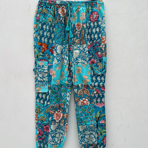 Unisex Summer Festival Pajamas Hippie Boho Indian Style Elastic Waist Jogger Colourful <b>Funky</b> Cotton Patchwork Design Hip Hop - Product Image 1