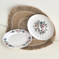 Assiette de service plate en céramique rétro à bord festonné, motif floral et oiseaux vintage, 8 pouces, pour dîner, salade, dessert, compatible lave-vaisselle, pour hôtels