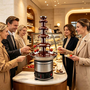 Fontaine à chocolat populaire européenne à 4-7 niveaux, machine à cascade de chocolat en acier inoxydable, double tension 110V/220V - Product Image 1