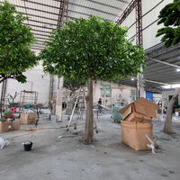 Arbre artificiel Ficus Banyan sur mesure de 3,8*3,5m, feuilles réalistes résistantes aux UV, tronc en fibre de verre pour la décoration paysagère