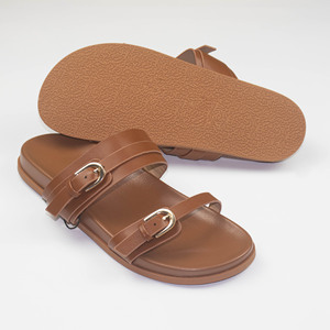 Sandales plates d'été de luxe ZAZ Designer, mules personnalisées, sandales à boucles métalliques, légères, tendance, chaussures pour femmes - Product Image 3
