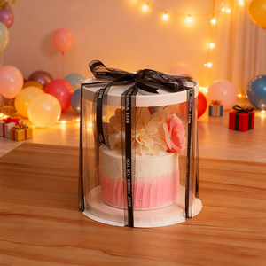 3層<span class=keywords><strong>4</strong></span> 6 8 10インチ円形透明トール・ケーキボックス透明プラスチックボックスケーキディスプレイ収納用 - Product Image 4