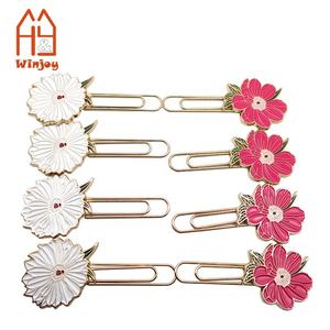 Graffette in metallo carine a forma di fiore personalizzate Clip di carta durevole segnalibro 50MM <span class=keywords><strong>L</strong></span> grandi dimensioni Slip in smaltato artigianale - Product Image 2