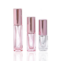 Atomizador de Perfume recargable portátil botella de Spray 30ml 50ml botella de Perfume vacía rosa de vidrio cuadrado con tapa de niebla de Spray fino