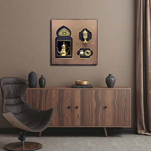 Décor mural 3D en forme de boîte à souvenirs avec cafetière Dallah dorée du Moyen-Orient, service à thé <span class=keywords><strong>arabe</strong></span>, pour le Ramadan et la maison - Product Image 3