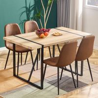 Mobilier de salle à manger moderne et luxueux Chaises d'appoint rembourrées de style médiéval à 4 sièges Ensemble table et chaises en métal bois MDF