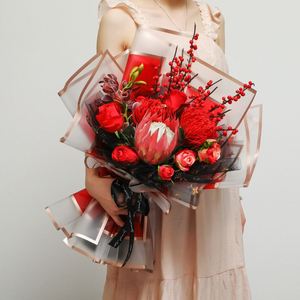 Nouvelle conception, feuille de papier d'emballage pour fleurs en plastique imperméable 58*58cm/feuille pour fleuriste - Product Image 5