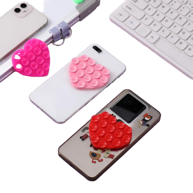 Heart Shaped Double Sided Suction Cup Phone Holder Portable Suction Phone Case Mount Multifunctional Mobile Phone Accessories