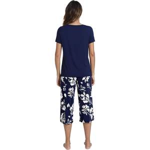 Ensemble de pyjama d'été personnalisé pour femme, haut à col en V, capris fleuris, doux, 2 pièces, vêtements de détente, vêtements de nuit, tailles S à XXL - Product Image 6