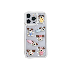 Nuovo cartone animato 3D Anti-goccia e custodia per telefono cellulare antiurto per iPhone 12 13 14 15 Pro Max dotato <span class=keywords><strong>di</strong></span> un simpatico modello giocattolo per cani - Product Image 1