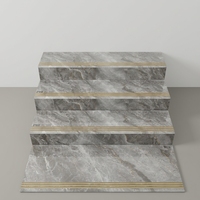 Dalles de marche d'escalier modernes aspect pierre de qualité supérieure 1200x470mm avec bords arrondis pour intérieurs élégants de villas, appartements et centres commerciaux