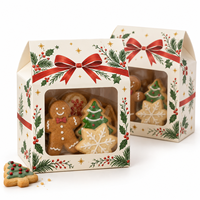 Boîte à biscuits de Noël personnalisée avec fenêtre transparente pour pâtisseries, biscuits, bonbons et friandises de fêtes