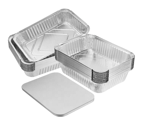 High Quality 600ml/20oz Disposable Aluminum Foil Lunch Container Silver Food Grade Printed Treatment for Food Factory Wholesale