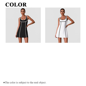 Vestido Deportivo Transpirable para Mujer <span class=keywords><strong>Venka</strong></span> JS235, de Secado Rápido, con Contraste de Color, Antiexposición, Cuello en U, con Relleno en el Pecho, para Voleibol y Yoga - Product Image 3