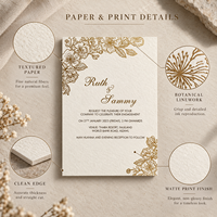 Ensemble de papeterie florale Golden Line pour mariage, invitations personnalisées, cartes « Save the Date », cartes RSVP pour la décoration de la fête de mariage