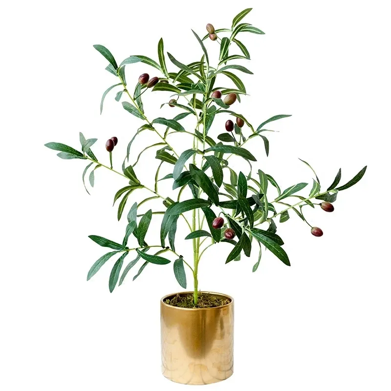 Olivo artificial al por mayor, maceta de plástico, Árbol frutal, simulación de alto nivel, Árbol frutal de gran venta