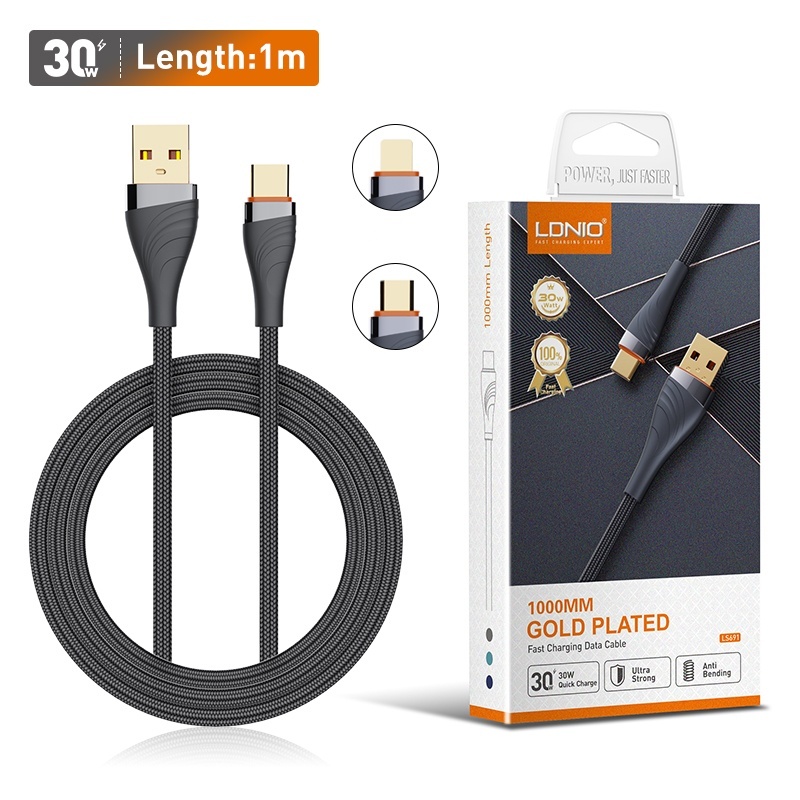 CABLE LDNIO LS691 1M 30W USB-V8 BLUE/GREY