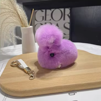 Gantungan Kunci Kelinci Rex Rabbit Fur Plushie, Liontin Tas Mini, Boneka Kelinci Lucu, Gantungan Kunci Boneka Kelinci, Mainan
