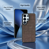 Étui de téléphone en cuir PU à motif crocodile - Protection de l'objectif surélevée, antichoc, anti-chute, coque arrière pour Samsung/iPhone 18