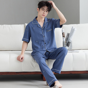 Nuova Collezione Primavera: <span class=keywords><strong>Pigiama</strong></span> e Abbigliamento da Casa da <span class=keywords><strong>Uomo</strong></span> di Alta Gamma con Stampa Vintage a Lettere, Set con Top a Maniche Corte e Pantaloni Lunghi - Product Image 2