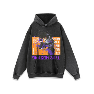 Sudadera Personalizada de Algodón Negro Grueso con Lavado Ácido, Diseño Gráfico Vintage, Estilo <span class=keywords><strong>One</strong></span> <span class=keywords><strong>Piece</strong></span> Gear 5 Luffy Anime, Camiseta con Capucha para Hombre - Product Image 4