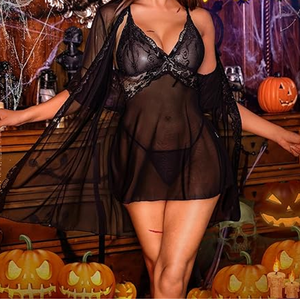 Offre Spéciale femmes respirant été en mousseline de soie Lingerie Sexy <span class=keywords><strong>dentelle</strong></span> <span class=keywords><strong>nuisette</strong></span> avec Robe chemise de nuit vêtements de nuit motif solide pour les vacances - Product Image 6