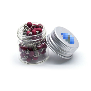 Collier chapelet Rose en bois de Claret avec croix en argent 925, bijou religieux unisexe pour cérémonie - Product Image 3