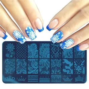 1pc vierkante Nail Art Stempel Stempelen Platen Roestvrij Manicure Rechthoek Bloem Serie Stempelen Plaat Bloemen Stempel Nail Art Gereedschap