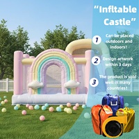 Maison gonflable de rebond d'arc-en-ciel pastel de qualité commerciale d'enfants sautant la maison pleine d'entrain de videur de château avec la glissière