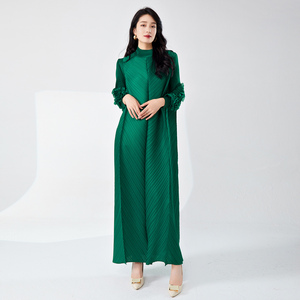 <span class=keywords><strong>Robe</strong></span> plissée Miyake la plus populaire 2026, extensible, brodée, à manches longues, coupe ample, col tendance, décontractée pour femme - Product Image 4