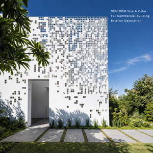Revestimiento de fachada de aluminio perforado robusto y de larga duración, panel de revestimiento cuadrado disperso único para fachada de villas de lujo - Product Image 1