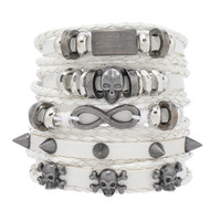 Bracelet en cuir PU style gothique avec crâne pour femmes et hommes, bijoux punk à rivets