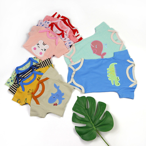 Vêtements pour bébé de 0 à 24 mois, barboteuses à manches courtes d'été, cinq pièces côtelées, vêtements pour bébé de 0 à 1 an, barboteuse imprimée - Product Image 4